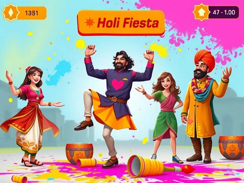 Vibrant Holi Fiesta character showcasing different traditional outfits